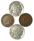 (2) BUFFALO NICKELS AND (2) INDIAN HEAD PENNIES 4 CLASSIC VINTAGE COINS