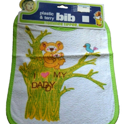 KAOLA BEAR  I HEART LOVE MY DADDY Terry Cloth NOS Vintage Baby Bib TOMMEE TIPPEE