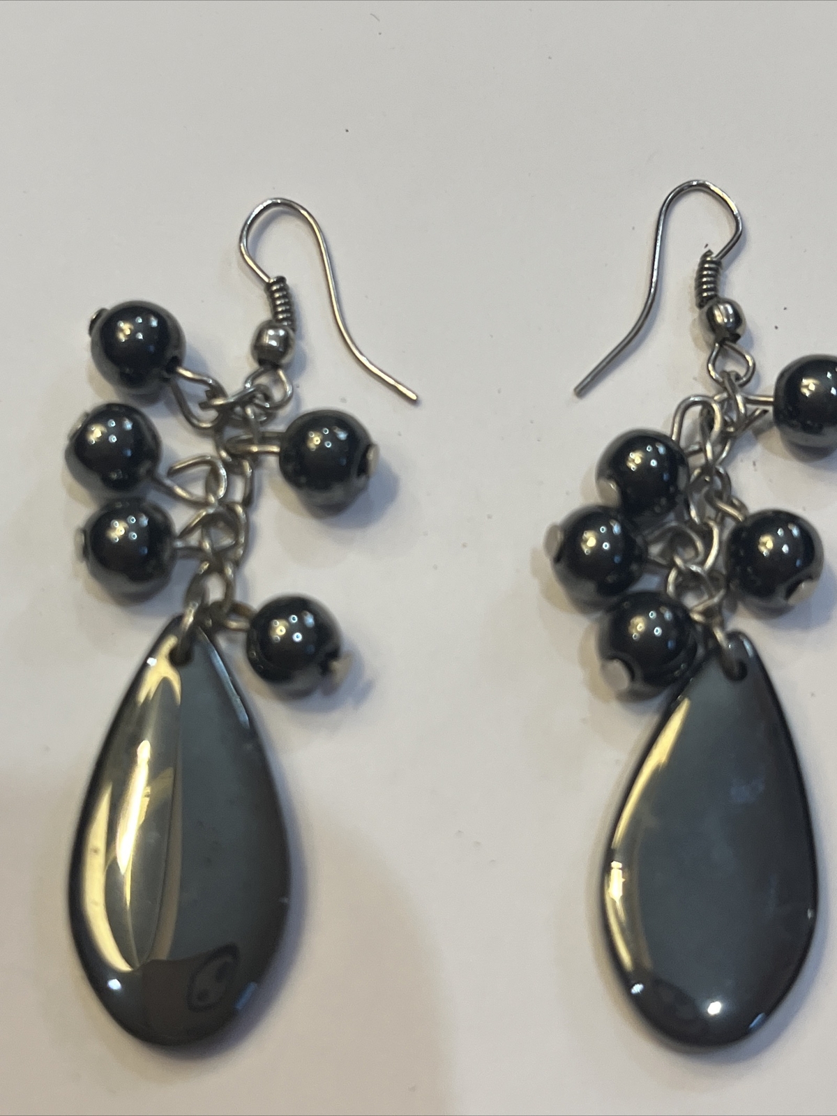 Hematite Shepard Hook Earrings Dangle Drop Pear S… - image 4