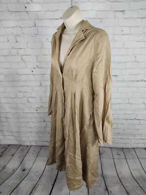 NWOT Promesa Linen Blend Floor Length Long Sleeve Neutral Shirt Dress Size Med | eBay NWOT Promesa Linen Blend Floor Length Long Sleeve Neutral Shirt Dress Size Med | eBay