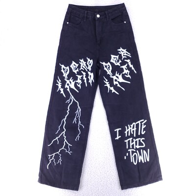 Shein Jeans Denim Cotton Women SZ S Black Straight Stretch VTG Mid