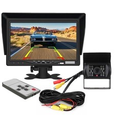Wired Backup Camera 7'' Monitor Kit IR Rear View Reverse Cam HD for Truck Car RV