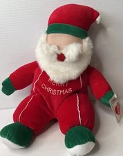 HugFun Santa Claus Plush with Rattle Inside Ho Ho Feet Christmas Vtg TAGS
