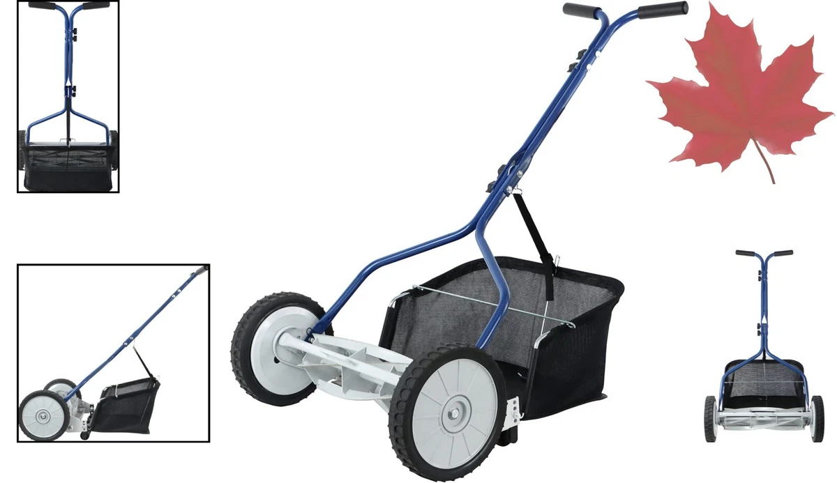 Sturdy Push Reel Lawn Mower with Grass Catcher - Convenient