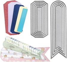 9 Pcs Bookmark Cutting Dies, Banner Tags Ribbon Die Cuts Metal Embossing Stencil