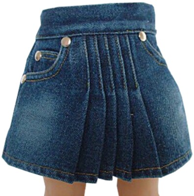 Navy Blue Pleated Denim Skirt fits 18