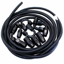 AN6 -6AN Fitting Stainless Steel Nylon Braided Oil Fuel Hose Line 5 Meters Kit