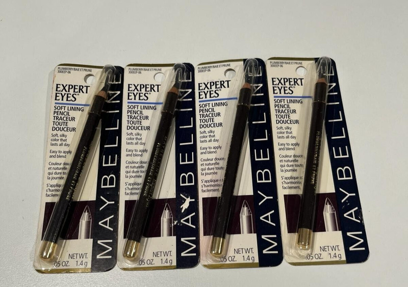 4 PCS MAYBELLINE EXPERT EYES SOFT LINING PENCIL 300EEP-06 PLUMBERRY .05OZ NIP