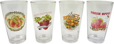 Hoff Interieur 8955 4er-Set Gläser ''Fruits'' 9x9x15cm  m. Früchtebildern bedruckt