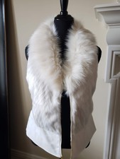 Chico's Leather & Faux Fur Cozy Vest Ecru Ivory Sz 1 Brand New! Nwt $149