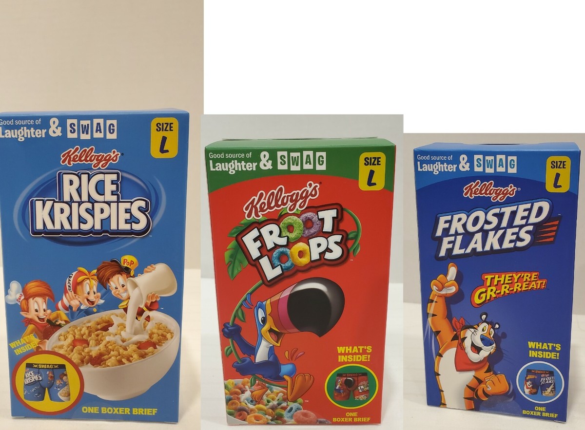 Swag x Kelloggs Frosted Flakes, Froot Loops, Krispies Boxers