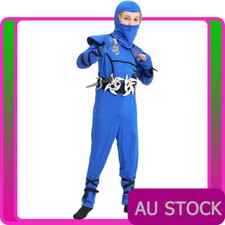 Boys Stealth Blue Ninja Costume Kids Japanese Fighter Warrior Book Week Kungfu