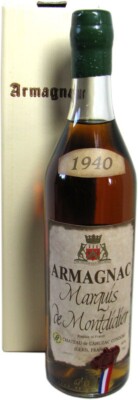 Rarität: Armagnac Marquis de Montdidier 0,7l Jahrgang 1940 mit Geschenkpackung
