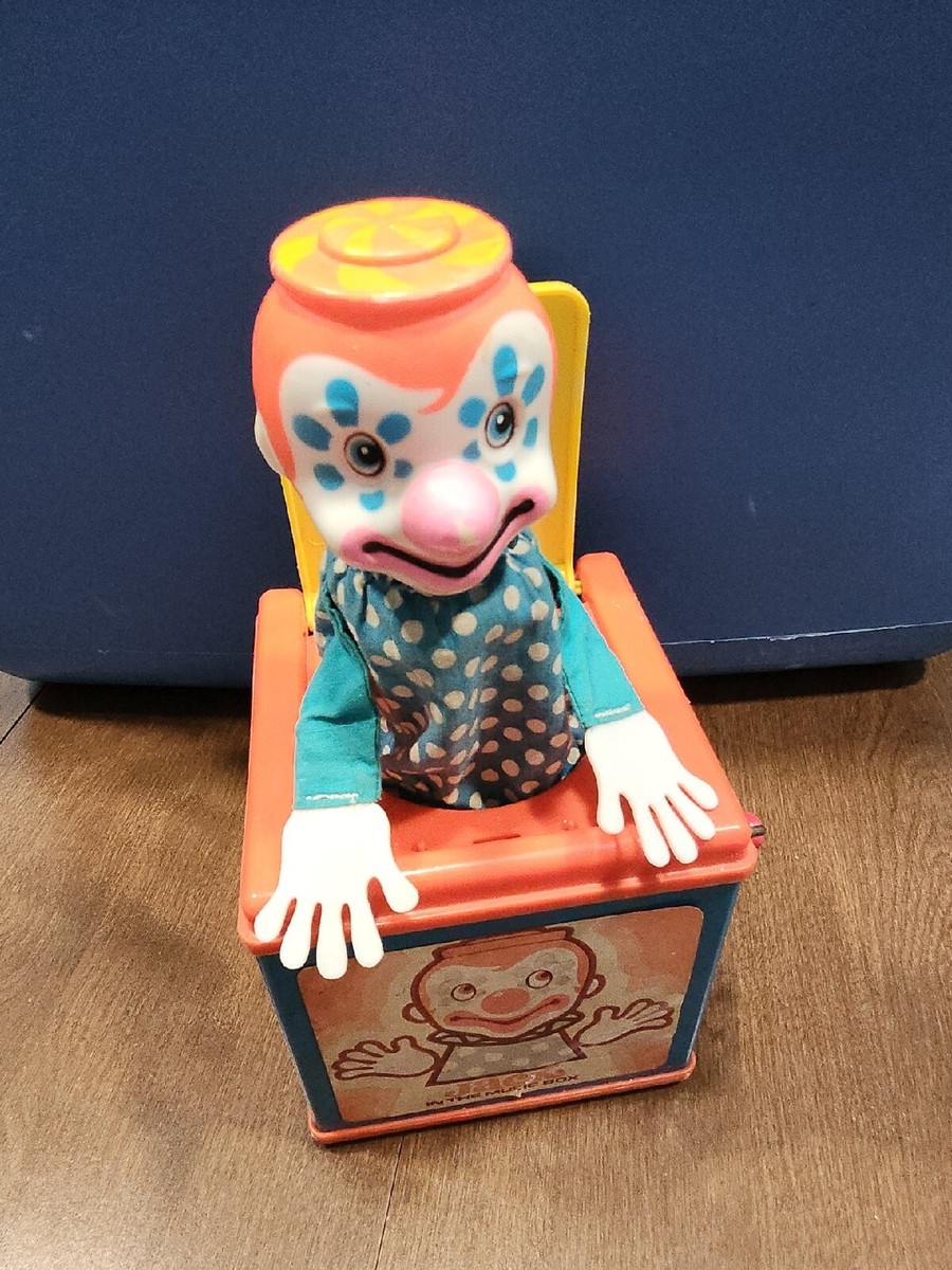 Vtg 1976 MATTEL JACK IN THE MUSIC BOX METAL WIND UP POP UP CLASSIC