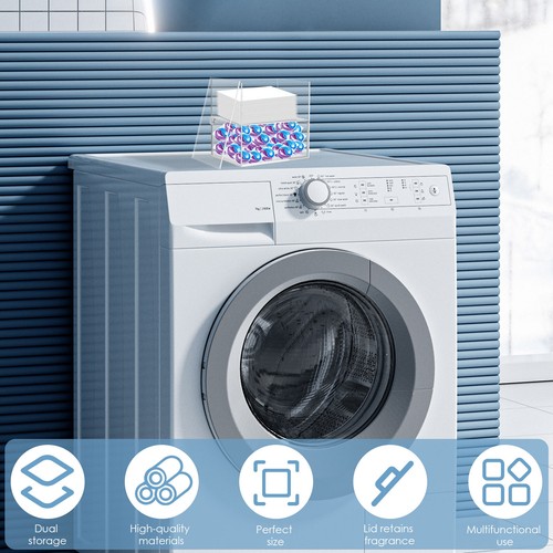Dryer Sheet Holder with Drawer and Lid Acrylic Dryer Sheet Container 〼+