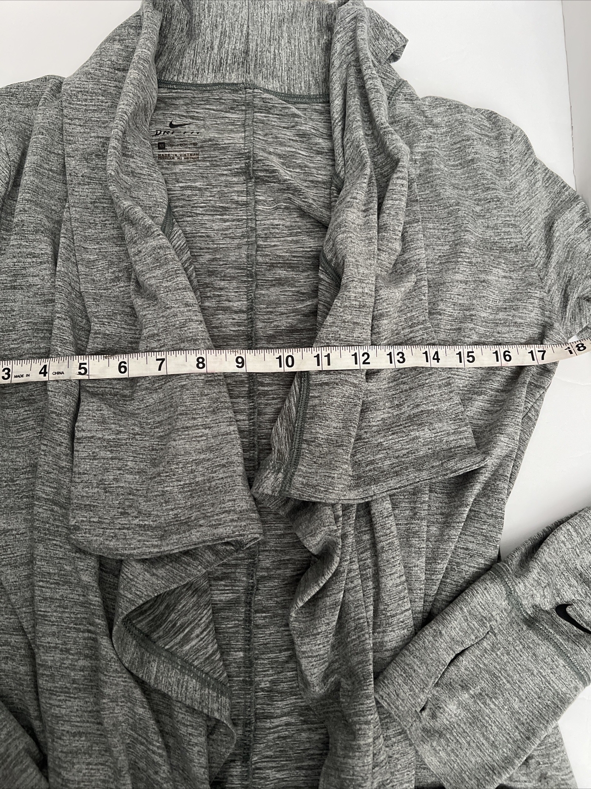 SACAI X NIKE Nike giacca yoga manica lunga donna XS heathered drappeggiato grigio cardigan aperto