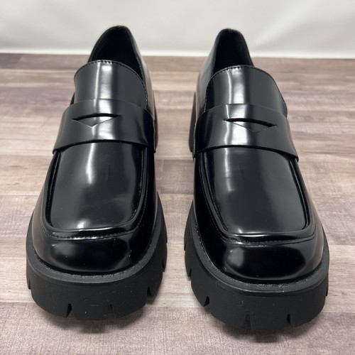 Madden Girl Kassidy Chunky Platform Women 9.5 Slip On Faux Patent Leather Black - Picture 3 of 10
