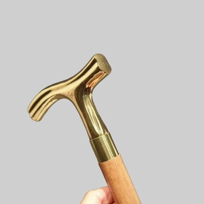 Vintage Wooden Walking Antique Walking Cane Stick Solid Brass Handle Stick Gift - Image 3 of 4