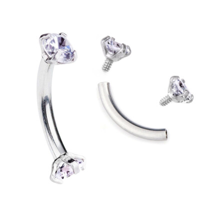 16G Surgical Steel Internal Thread Ball Barbell Curved Eyebrow Ring Bar Piercing