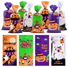 160 Pcs Halloween Cellophane Treat Bags – Trick-or-Treat Candy Goodie Bags wit