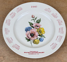 Vintage 1940 Advertising Calendar Plate Walters Auction Art Gallery Macungie PA