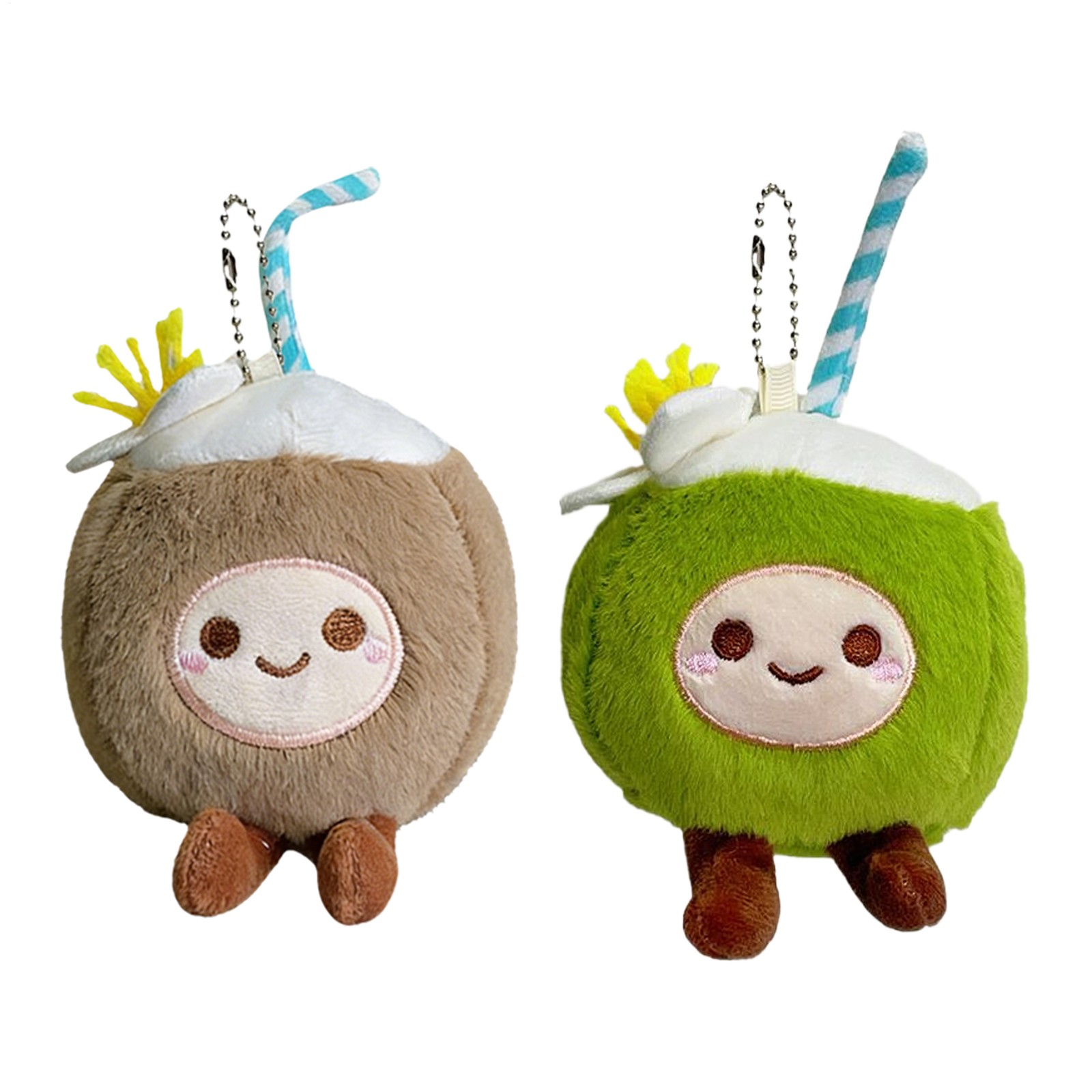 Coconut Plush Bag Charm, Cartoon Fruit Purse Pendant Keychain Decor