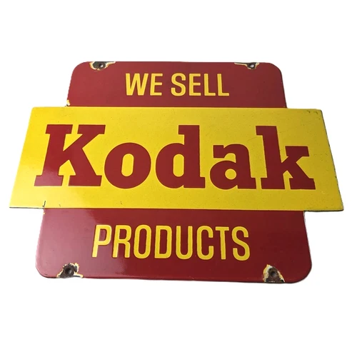Vintage Kodak Camera Sign - Sales & Photos Film Develop Gas Pump Porcelain Sign