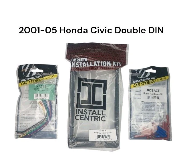Kit de tablero Honda Civic 2001 2002 2003 2004 2005 instalación estéreo doble Din con cables Foto 3 de 4