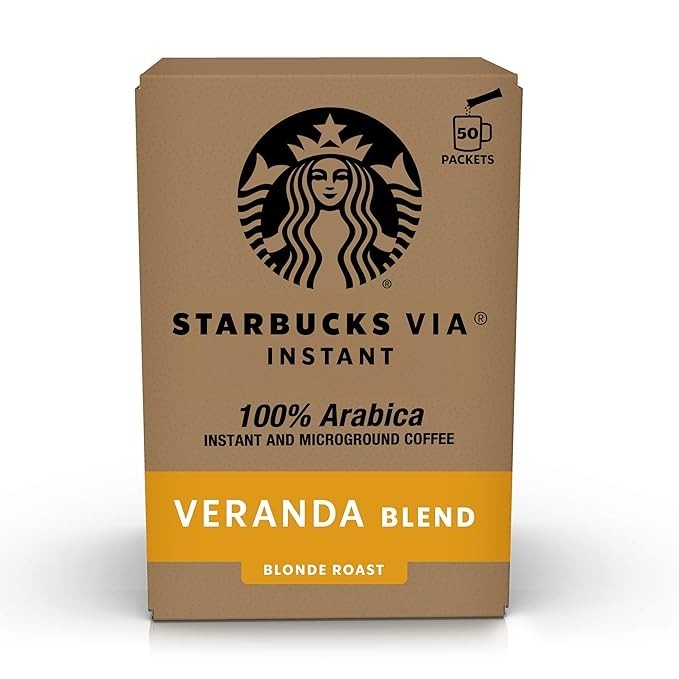 Starbucks VIA Instant Veranda Mezcla Rubio Asado 50 Paquetes - Caducidad Oct 2026