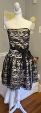 Vintage Jessica McClintock Gunne Sax 80s Black Lace Strapless Party Dress 7/8 6