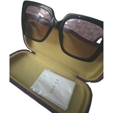Gucci GG0418S Womens Black Square Sunglasses Crystal Logo - Brand New In Case