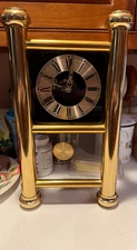 Bulova BRASS PILLAR Mantle Clock w/ Metal Columns BATTERY D PENDULUM(DOESN'T WOR