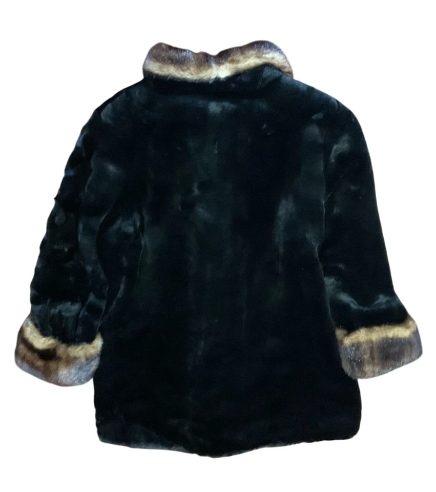 Abrigo Vintage Tally-Ho Imitación Piel XL Negro y Marrón Clip Cierre Bolsillos Mujer Foto 3 de 4