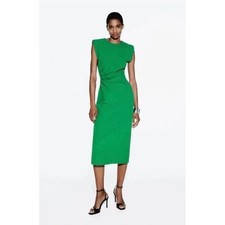 Commense Green Midi Dress Sleeveless Cocktail Party Dress size S