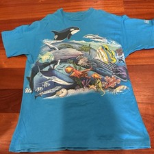 Vintage Whale Ocean Sea Fish Hanes Beefy AOP ...