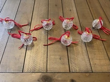 Vintage Tiffany & Co. Clear Glass Ornament w/ Drape Design, Original Red Ribbon