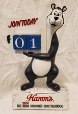 1972 HAMM'S BEAR "JOIN TODAY" BEER DRINKING BROTHERHOOD DAILY CALENDAR SIGN 