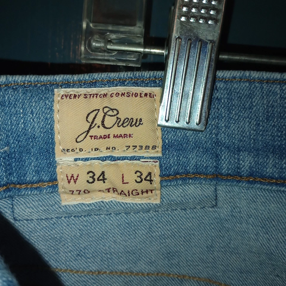 J Crew unisex Blue Jeans Style 770 Straight Leg Size 34 X 34 - Image 4 of 4
