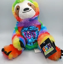 Fun Express Rainbow Sloth Plush 10" Flip Sequin Stuffed Animal With Tag