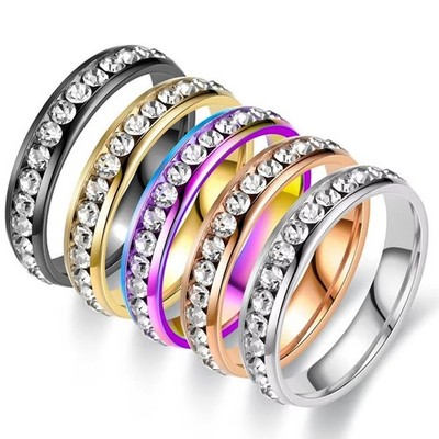 eleganter Edelstahl Ring mit Zirkonia sehr edel stylisch & cool in 5 Farben 4 mm