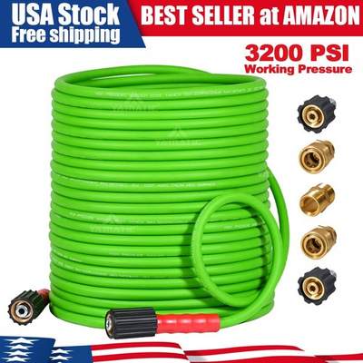 #ad YAMATIC Flexible Pressure Washer Hose 3200 PSI 1 4quot; Kink Resistant $37.99
