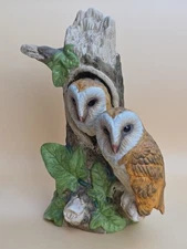 VINTAGE OWLS ORNAMENT FIGURINE THE LEONARDO COLLECTION FINE PORCELAIN