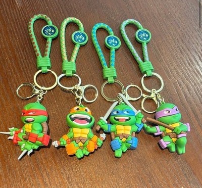 TMNT Teenage Mutant Ninja Turtles 3D Characters Silicone Keychain Set of 4 (C)