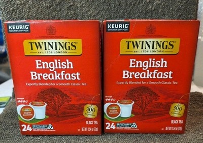 Two(2) Packs Twinings English Breakfast Tea  K-Cup Pods 48 count exp 11/27- E1
