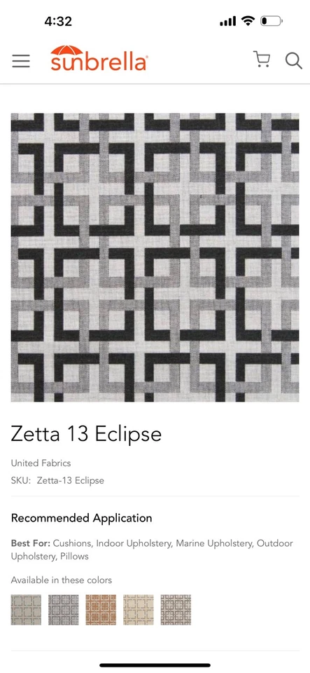 "Tapicería Zetta Sunbrella® exterior/interior remanente 54"" x 58""" Foto 3 de 3