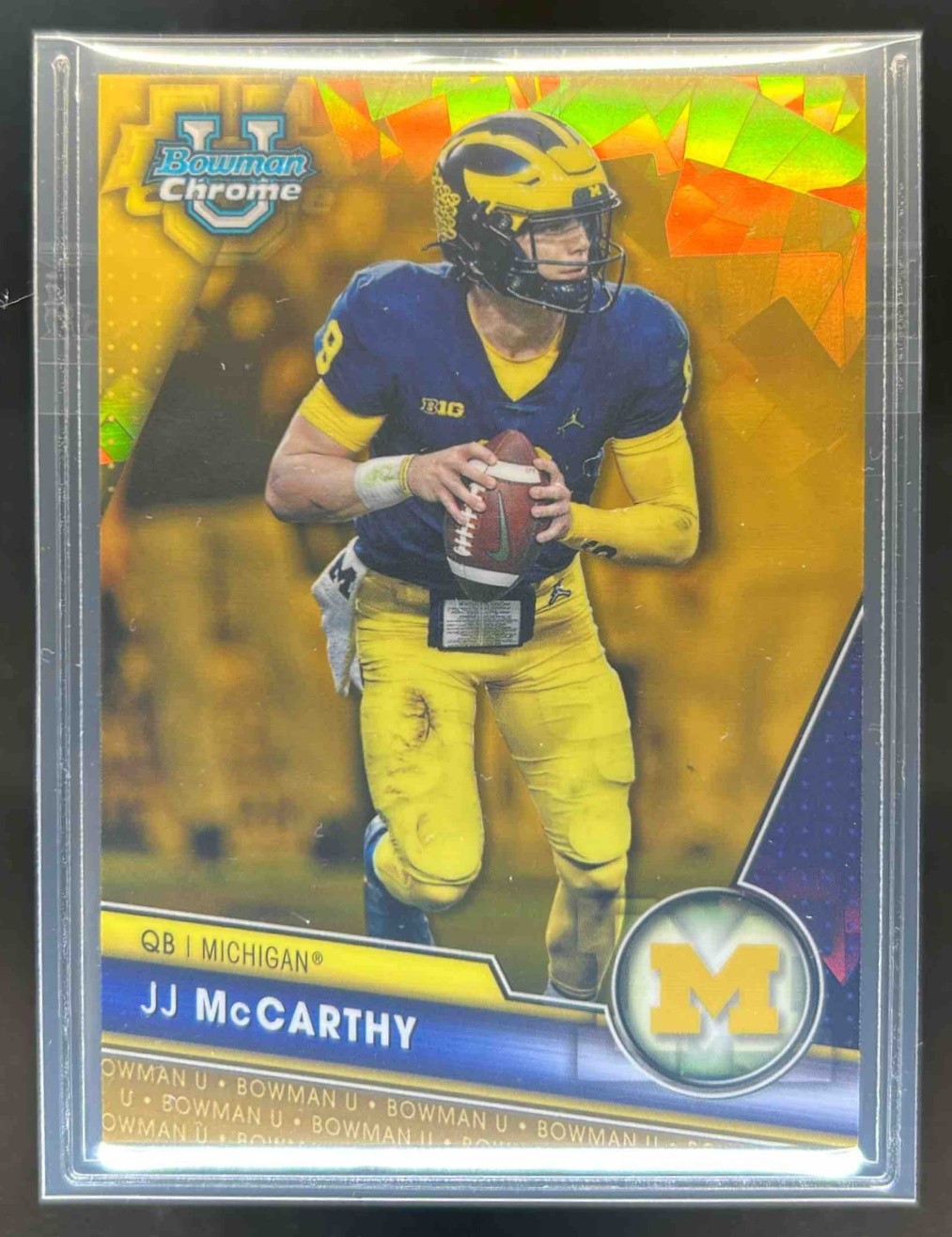 2023 Bowman University Chrome Sapphire JJ McCarthy Prospect Gold #/50 Wolverines