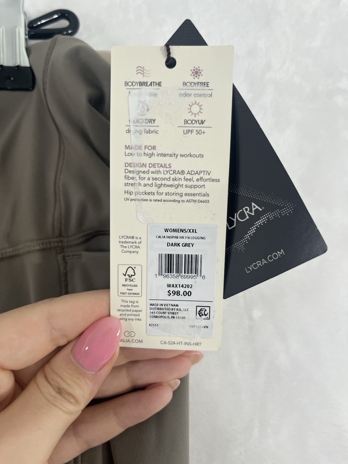 New Calia By Carrie Underwood Leggings XXL 1X Dark Gray 7/8 Inspire HR Womens