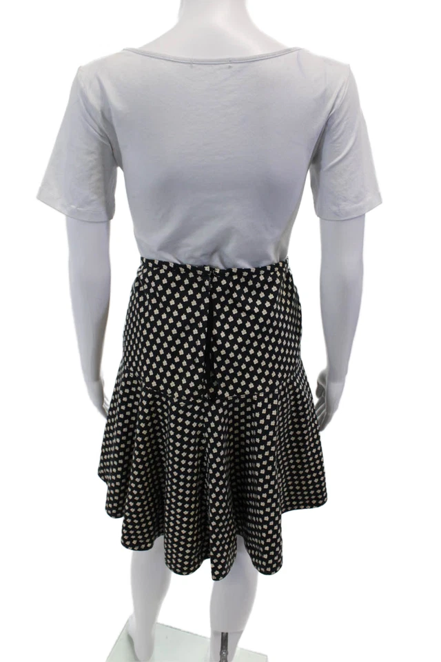 Marc Jacobs Womens Cotton Floral Zip Up Knee Length Circle Skirt Black Size 6 - Image 3 of 4