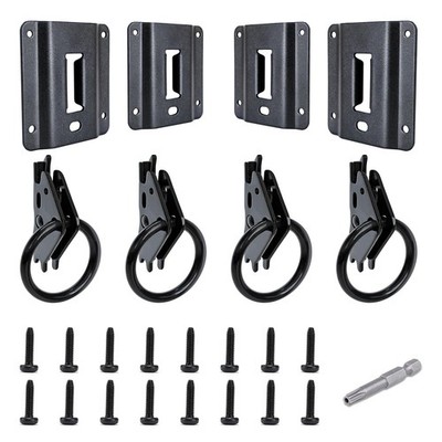 4 Pack Truck Bed Tie Down Anchor Boxlink E Port Bracket Plates & E-Track Blac...