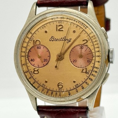BREITLING Premier 620763 Manual Wind Chronograph Gold Dial Mens Watch #4859